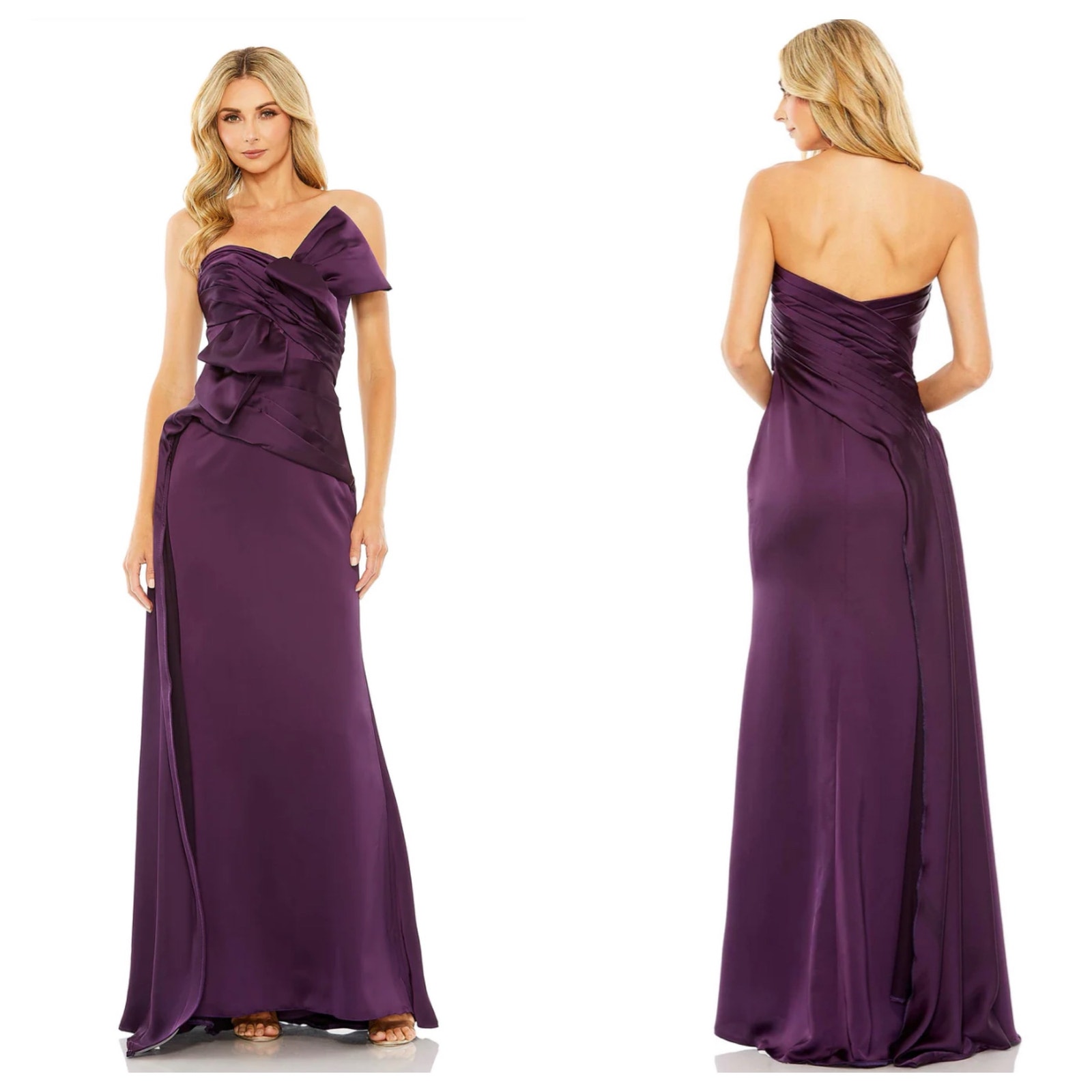 Mac Duggal Strapless Bow Front Detailed Gown Sleeveless Purple Size 6 Nwt